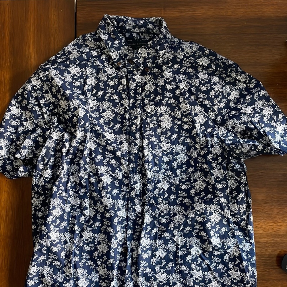 Blue Floral print button down shirt